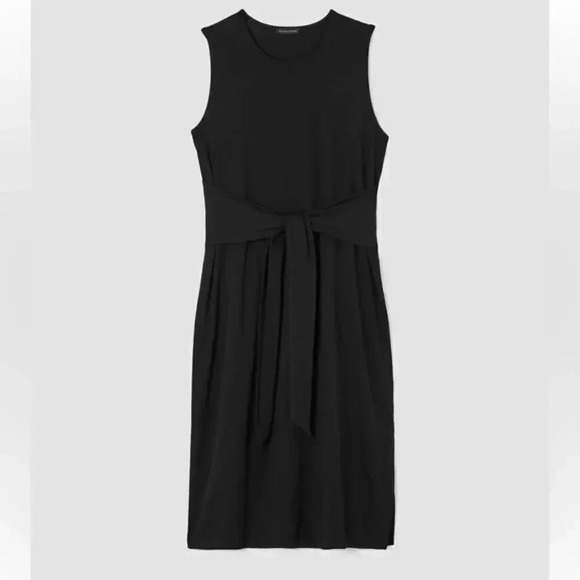 NWT Eileen Fisher Tie Front Jewel Neck Sleeveless Jersey Knit Dress size Small - Picture 2 of 13